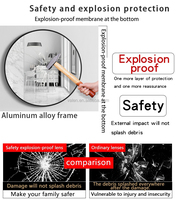 Miroir mural rond en alliage d'aluminium doré pour projets hôteliers, prix usine OEM, vente en gros par lot