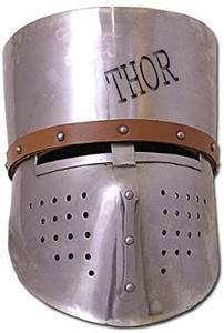 Casco de conducción cruzada, estilo de decoración, Caballero LARP, Vikingo, Batalla, acabado plateado - Product Image 6