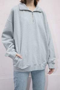 Jersey de lana con cremallera 100% de gran tamaño de algodón 1/4 para mujer, ajuste holgado, suave, ligero, de punto Polar, patrón sólido, diseño forrado de invierno - Product Image 5