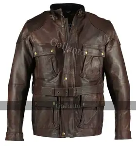 2021 Vintage kahverengi deri motosiklet ceket erkek ceket stil Biker ceket özelleştirilmiş boyutu ile
