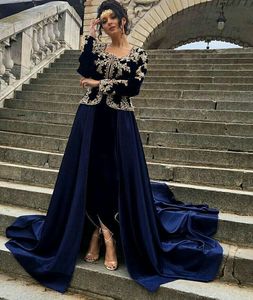 Vestido de caftán KARAKOU bordado de DABKA, cuentas de cristal, trabajo de piedra de vidrio para fiesta, bonito, azul, @ 2022 - Product Image 1