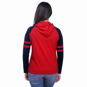 Sudadera con capucha de cuello redondo para mujer, ropa con logotipo personalizado de dos tonos, de manga grande/regular, informal - Product Image 2