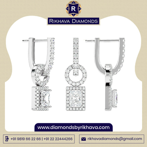 2022 nueva moda hecha a mano pura 14K oro blanco pendientes de diamantes comprar a bajo precio - Product Image 3