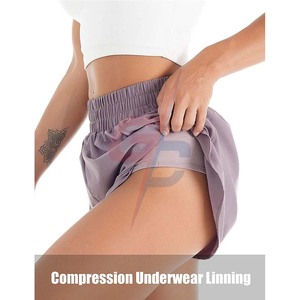 Pantalones cortos deportivos de secado rápido para mujer, Shorts de entrenamiento con bolsillos y cintura elástica para correr - Product Image 2