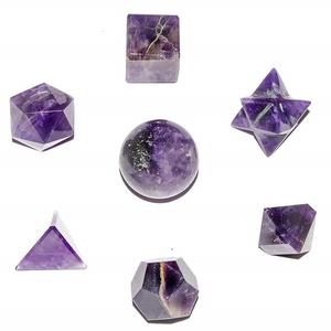 Best Quality Hot Sale Natural Amethyst Chakra 7 Pieces Sacred Geometry with Velvet Bag for the Best Gift - Product Image 2