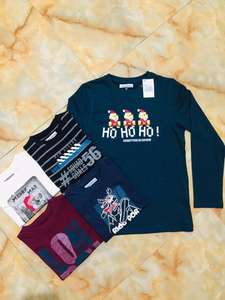 Stock Bangladesh T camisas de etiquetas niños huellas de manga larga con cuello redondo y a rayas T Shirts Casual trajes de algodón camisa - Product Image 2