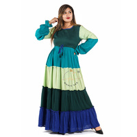 Robe Maxi à manches longues sans col pour femmes, décontractée, couleur unie, imprimé, taille Empire,