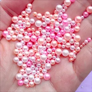 Cuentas de perlas rosas surtidas de alta calidad, abalorios de varios tamaños para fabricación de pulseras, decoración por excel export