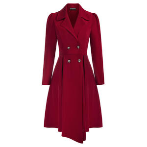 OEM dame bouffée manches col revers <span class=keywords><strong>mi</strong></span>-mollet longs manteaux Double boutonnage <span class=keywords><strong>Trench</strong></span> manteau femmes - Product Image 3