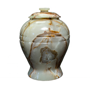 Urne funéraire élégante en marbre d'onyx naturel vert veiné d'ambre fabriquée à la main urne décorative de qualité supérieure personnalisée - Product Image 5