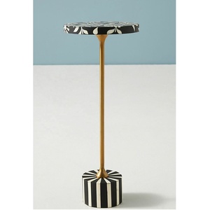 Floral Bone Inlay Versatile Black <b>Furniture</b> End Table <b>for</b> <b>Home</b> Living Room Farmhouse Bedroom Hall Entry Wine Cellar School - Product Image 1