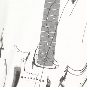 T-shirt blanc confortable à col rond avec impression numérique, design de guitare personnalisé 2026, pour garçons/hommes - Product Image 3