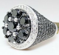 Bague de style HipHop en diamant noir et blanc naturel de 3.20 carats pour homme Bague Hip Hop en or massif 14 carats