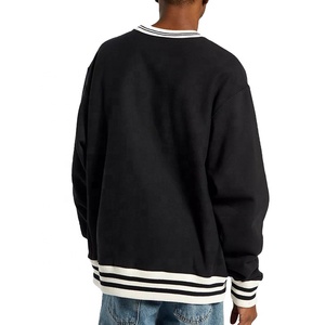 Cotton Oversize Plus Size Stripe Ribbing Wholesale Custom Logo Mens Crew Neck Stylish Fashion Casual Wear <b>Sweatshirts</b> - Product Image 2