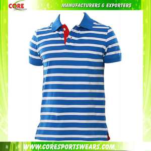 OEM Whole Sale High Quality Men Stripped <b>100</b>% Cotton Knitted Fabric Street Wears Polo Shirts for Men - Product Image 2