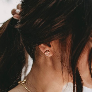 Boucles d'oreilles en argent Gemnel or 18K, minimaliste, bijoux fantaisie, étoile rafale soleil 925 - Product Image 2