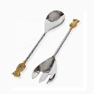 Stainless Steel Serving <b>Kitchen</b> <b>Accessories</b> Dinnerware Sets Gold Twig With Leaf & Bud Design Design Handle - Product Image 6