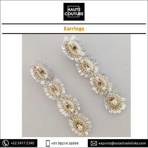 Cuentas bordadas a mano para mujeres, joyería hecha a mano, pendientes de conchas de cauri - Product Image 4