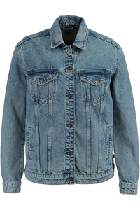 Veste en jean tricotée respirante grande taille pour femme avec broderie et fermeture à bouton unique - Product Image 2