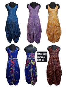 Vestido bohemio Vintage para mujer, seda y Sari a la moda decorados con cremalleras, borlas de encaje para niñas y mujeres - Product Image 2