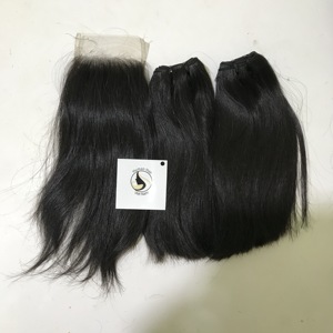 Barato virginal brasileño cutícula alineada 4x4 de cierre de encaje con 2 paquetes de Vietnam paquetes de pelo con cierre de cabello humano recto - Product Image 4