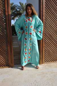 2021 nueva llegada bohemio bordado Maxi vestido algodón Floral tejido manga corta verano vestido suelto - Product Image 2