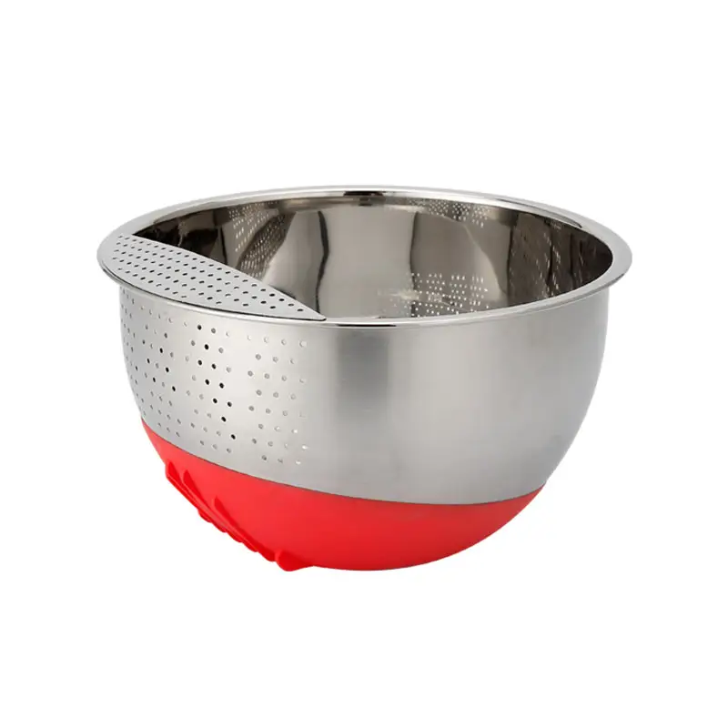 King International Thép Không Gỉ Colander Rice Rửa Bát Nhà Bếp Lọc Gạo Với Bộ Thoát Nước Bên Cho Gạo