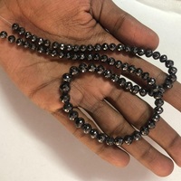 Perles rondes facettées en diamant noir naturel de 4 mm, 6 mm, 8 mm, prix de gros, pierres précieuses, fabrication de bijoux fins, bracelets, colliers AAA