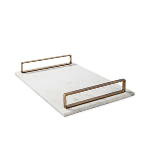 Plateau de service en marbre, design tendance, avec poignée de finition en or, décoration pour la maison, meilleure vente - Product Image 2