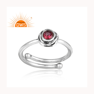 Bague ronde en pierre précieuse rose en topaze rose, argent Sterling 925, couronne cintrée pour anniversaire, fabrication de bague - Product Image 2