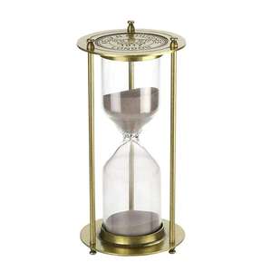 นาฬิกาทราย6.75นิ้วพร้อมเข็มทิศทองเหลืองการเดินเรือตกแต่งโต๊ะ - Product Image 3