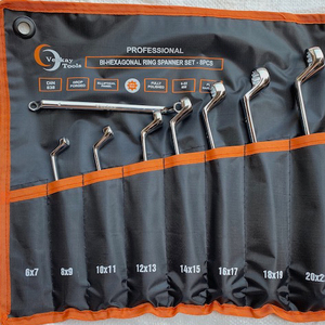 <b>Ring</b> <b>Spanner</b> CRV Steel Elliptical Panel Mirror Finish Set of 8 Pcs - Product Image 1