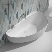 ORTONBATH Baignoire moderne grande pour adultes, baignoire en surface solide, baignoire autoportante