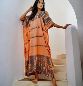 ชุดเดรสยาวพิมพ์ลายผ้าเรยอนสำหรับผู้หญิง,ชุดชายหาดแบบโรแมนติกมัดย้อมสำหรับฤดูร้อน - Product Image 3