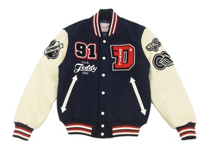 Men's High Street Style Custom Embroidered Logo Baseball Jacket Varsity Letterman with Leather Sleeves and Stand Collar - Product Image 4