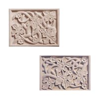 Sculpture en relief en pierre naturelle, motif floral en pierre calcaire, sculptée à la main, beige - Art mural moderne de Bali