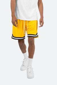 Pantalones cortos para correr para hombre de baloncesto de verano personalizados amarillo patrón sólido malla moda estilo casual al por mayor - Product Image 2