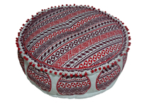 Pouf décoratif traditionnel indien tendance, design rayé rond, pouf ottoman en coton de luxe