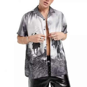 Chemises en cuir imprimées brillantes 3D personnalisées élégantes à la mode chemises en cuir à la mode en cuir personnalisé - Product Image 5