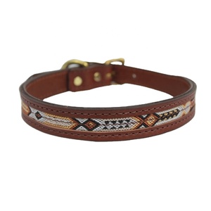 ปลอกคอสุนัขหนังวัวแท้แบบพรีเมี่ยมคอเสื้อทำงานหนังวัว100% สไตล์อินเดีย - Product Image 1