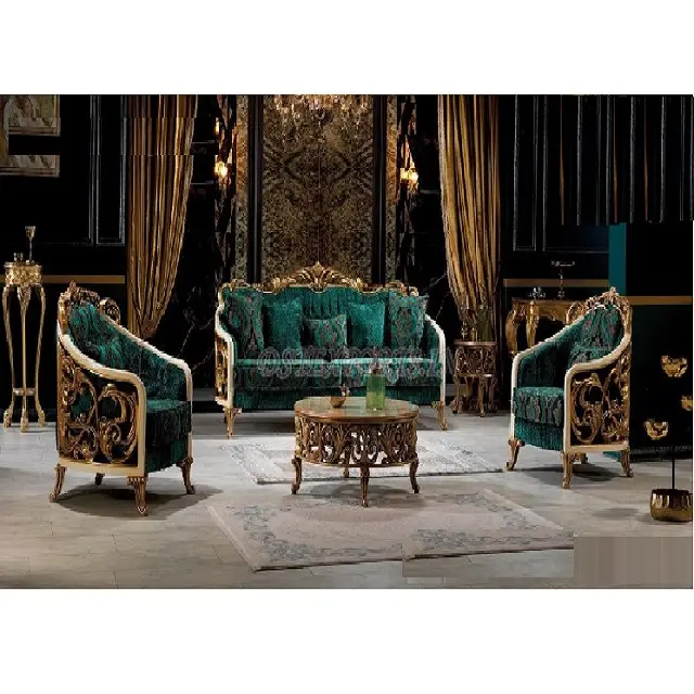 רויאל ארמון יד מגולף ספה הגדר לסלון אזור אירופאי עתיק טירת סגנון סלון ספה סט לקנות סלון ערכות ספה