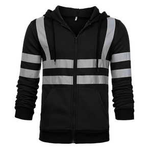 Logo personnalisé réflecteur haute visibilité sweats à capuche de sécurité sweats à capuche avec fermeture éclair réflecteur de sécurité doux vêtements de travail hauts sweats à capuche pour hommes - Product Image 1