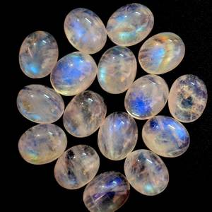 Pierre de lune bleue polie en cabochon, forme ovale naturelle, 8-16 mm, certifiée par un tiers, Inde, pour la fabrication de bijoux - Product Image 2