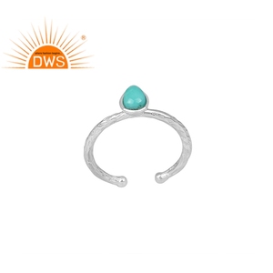 Pear Cut Arizona Turquoise Gemstone Hand hammered Fine <b>925</b> <b>Silver</b> <b>Ring</b> Jewelry Wholesaler - Product Image 2
