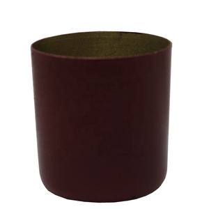 Bougeoir en forme de rond en métal fait à la main peint à la main de couleur marron texture personnalisée - Product Image 1