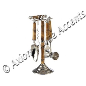 Bộ Dụng Cụ Quán Bar Gồm 5 Chiếc Dụng Cụ Quán Bar Trực Tiếp Tại Nhà Máy Bartender Có Tay Cầm Bằng Tre Mạ Niken Của Axiom Home Accents - Product Image 1