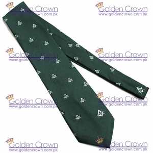Masonic Regalia Corbata de seda Bordada Brújula cuadrada y G Verde - Product Image 5