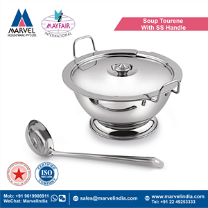 Soupière isotherme en acier inoxydable avec poignée au design classique et louche de service, comprenant un couvercle - Accessoires métalliques - Product Image 2