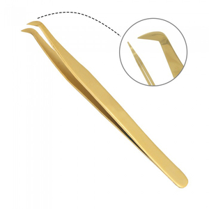 Pinzas para Pestañas Clásicas con Acabado Dorado Plasma Ecológico, Antimagnéticas, Punta Puntiaguda de 10 mm, Acero Inoxidable, para Artistas de Pestañas y Uñas - Product Image 1