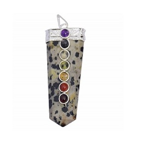 Venta al por mayor jaspe dálmata piedra Chakra punto colgante mejor calidad curación Natural cristal ágata piedra preciosa novedad regalos - Product Image 1